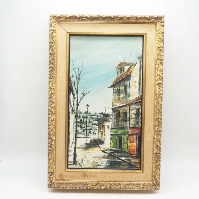 Vtg Mid Century Modern Oil Painting Mario Anino 1969 Paris Ornate Frame