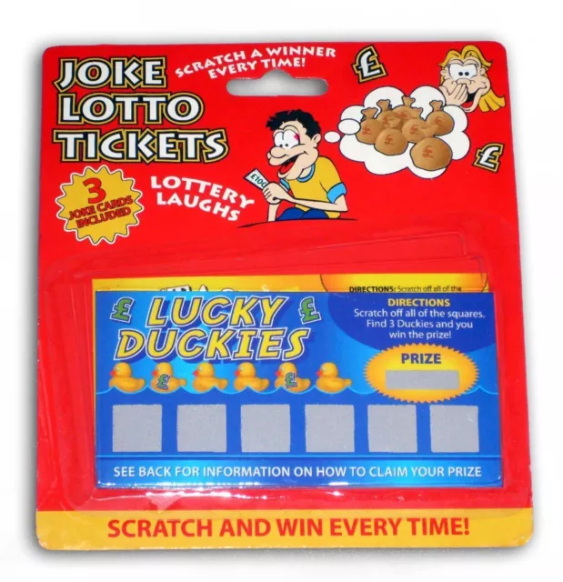 Pack of 3 Fake Joke Lottery Lotto Ticket Scratch Cards. Lottery Laughs