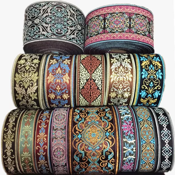 Vintage Lace Jacquard Ribbon Floral Crochet Fringe Trim Fabric Embroidery Crafts
