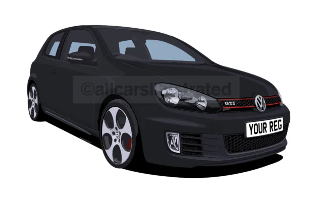 Vw Golf Gti Mk6 Car Art Print Picture (Size A3). Personalise It!