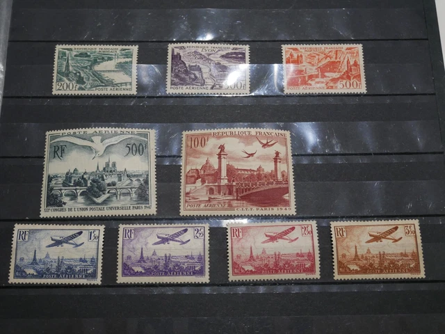 Lot 9 Timbres Poste Aerienne Neufs. Bonne Cote