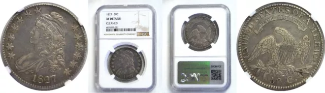1827 50C Capped Bust Half Dollar Square Base 2 NGC XF Details