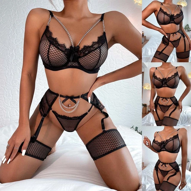 Donna Lingerie Sexy Pizzo Reggiseno Perizoma Set Notte Biancheria da / Intima/