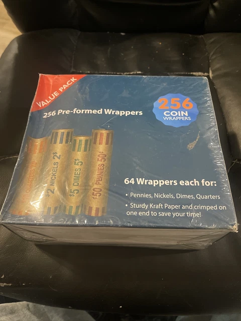 Pre-Formed  256 Assorted Paper Coin Wrappers Brand New