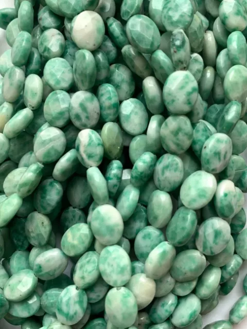 2 Strands Genuine Faceted Russian Amazonite Stone Beads - 8x10mm Ovals - Sparkle