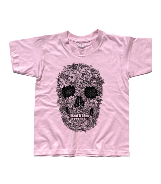 T-shirt bambino Teschio Skull messicano mexican fiori flower traditional tattoo