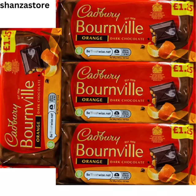 Cadbury Bournville orange Dark Chocolate Bar 100g ( Pack Of 4 ) B.B.E 21/05/2023