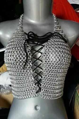 Aluminium Butted Chain Mail Crop Top / BH für Damen | Cosplay-Kleid |