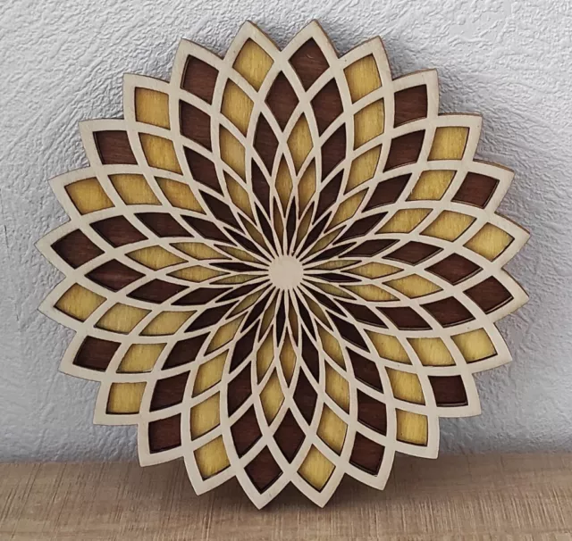 Wall Decor, Yantra Flower Wooden Wall Art, Two Layer Wall Decor for Every Room