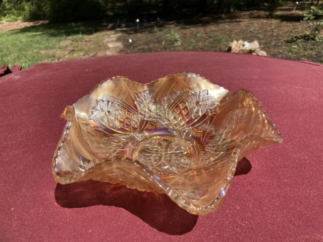 Antique Millersburg Carnival Glass Bowl / Marigold / Whirling Leaves