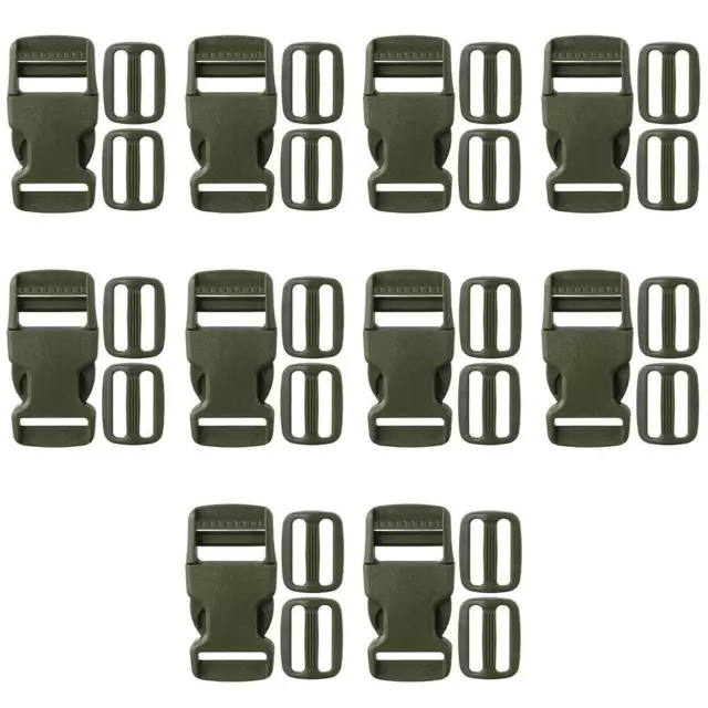 10Set Army Green Buckles Straps Set 25mm Snap Clasp Replacement  For Belt