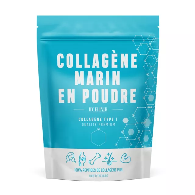 Collagène marin By Elixir x Peptan ￨Peau, cheveux, ongles, os...Cure de 15 jours