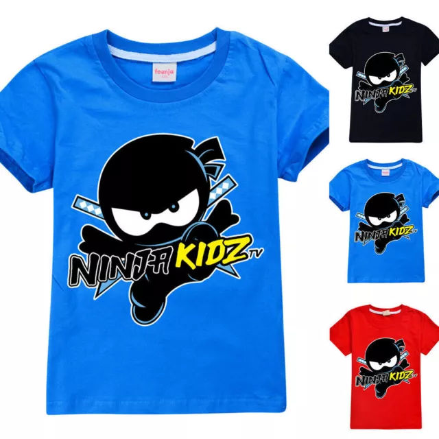 NINJA KIDZ Kids Casual T-Shirt Boys Girls Summer Short Sleeves Tee Shirts Tops