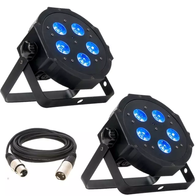 2 x ADJ Mega Sechskant Par Dose DMX mit DMX Kabel LED RGBA + UV DJ Disco Bühne