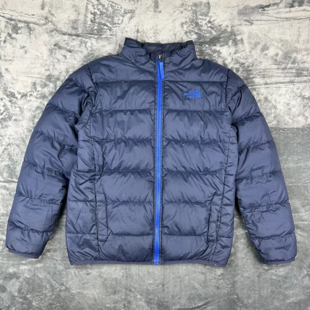 The North Face 550 Boy's Goose Down Blue Large Puffer Jacket Full Zip