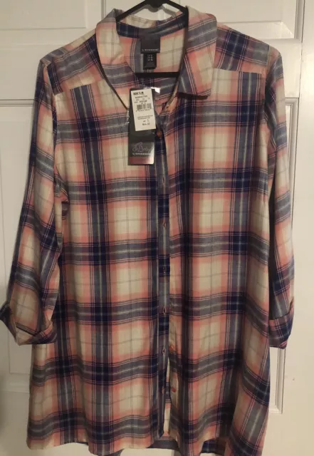 Maternity Oh Baby by Motherhood Size Large Women's Shirt Top NWT Pink Plaid