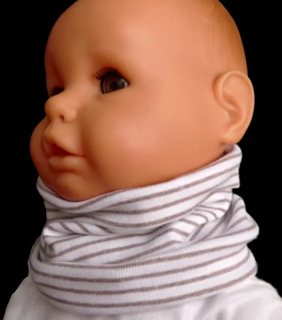 Baby Loop Schal Rundschal gestreift weiß braun 97% Baumwolle 3% Elasthan 357