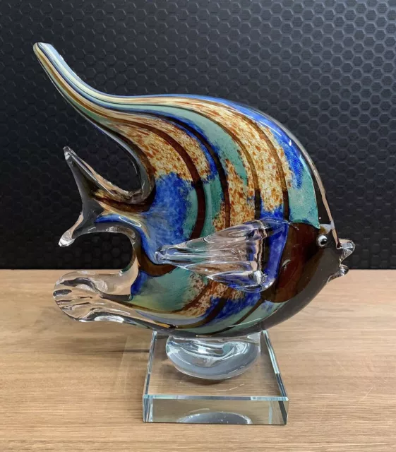 Glasfigur Fisch Skulptur Dekofigur Glaskunst Kristallglas Deko Statue Murano Art