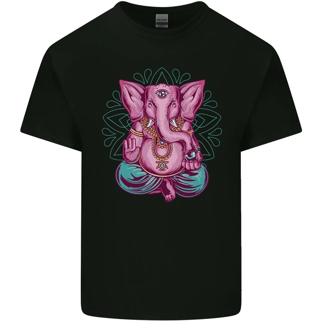 Un IN Meditazione Elefante Yoga Spirituale Uomo Cotone T-Shirt