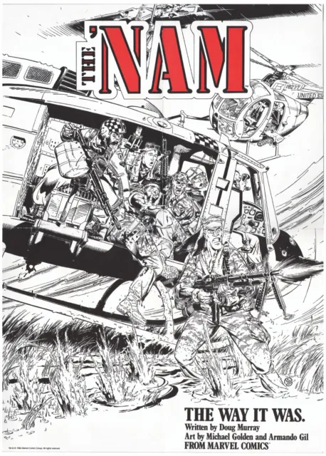 Marvel THE 'NAM Promo Poster (1986) MICHAEL GOLDEN Near Mint!!!