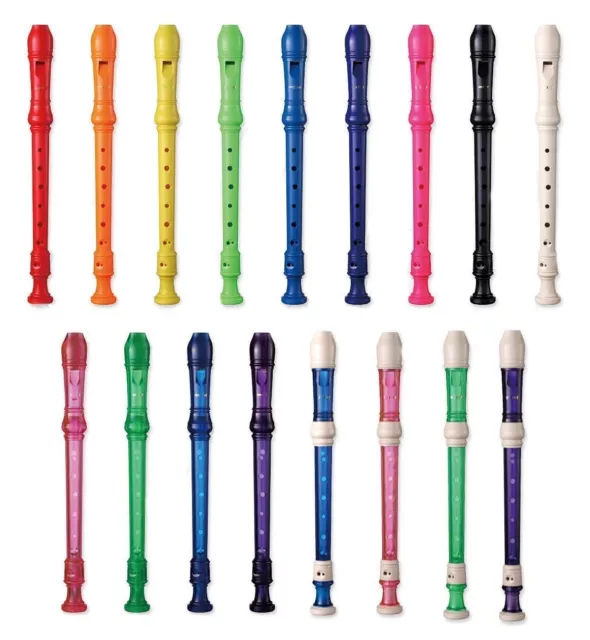 School Descant/Soprano Recorder, Case & Chart 17 Colours EXTRA DISCOUNT FOR 2+