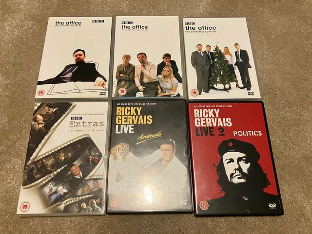 RICKY GERVAIS DVD Set - The Office Full Series, Extras S1, Live Animals