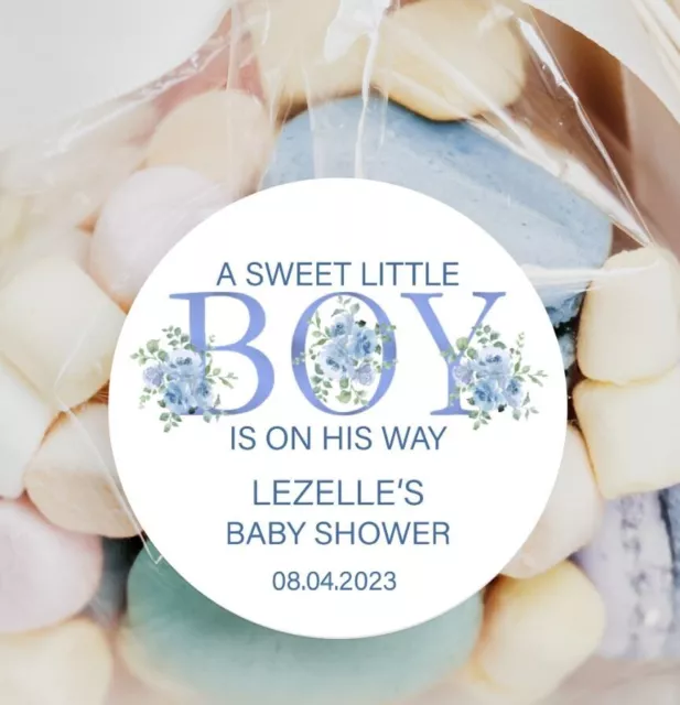 24 x Baby Shower Personalised Stickers, ready to Pop, 45mm