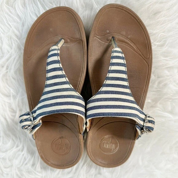 FitFlop Women’s Size 5 Striped Toe Thong Flip Flop Sandals