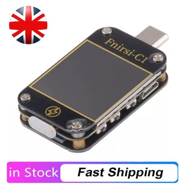 FNIRSI-C1 USB Tester Voltage Ammeter Fast Charge Charging Power Meter Type-C UK