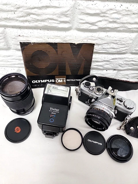 Olympus OM-1 35mm SLR Film Camera 28 mm F2.8 lens Kit Tested Read Below