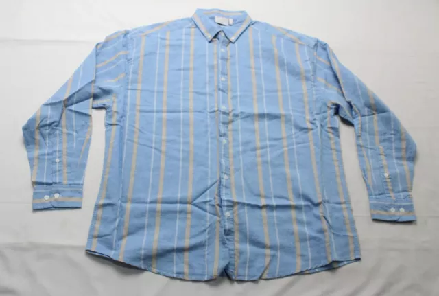 ASOS DESIGN Men's 90s Oversized Linen Mix Striped Shirt EG7 Blue Size XL NWT