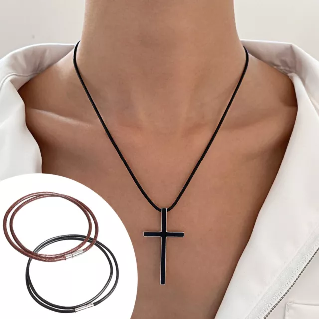 Collier De Corde En Cuir Noir Fermoir Chaîne De Cordon Pour Bracelets À R