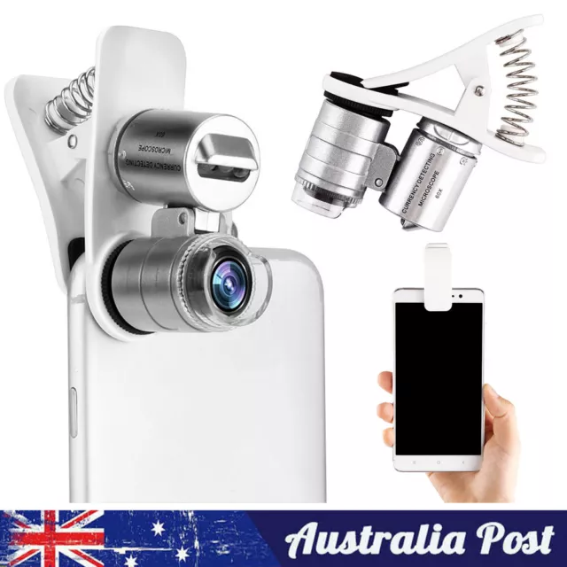 Universal Clip Microscope 60X LED Magnify Lens Mobile Phone Optical Magnifier