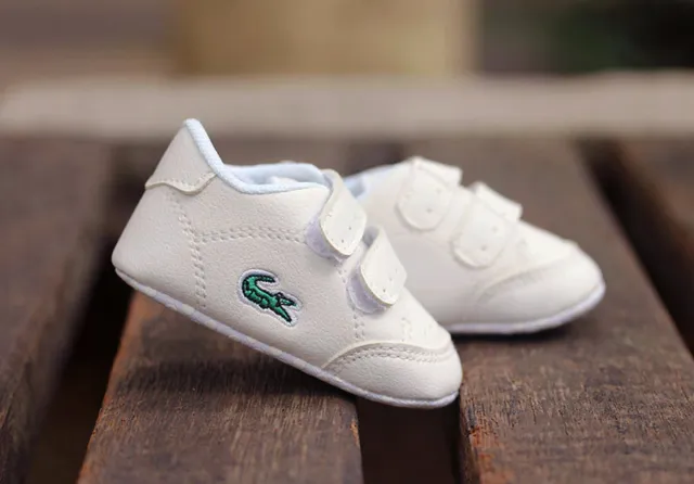 Baby Boy Girl Pram Shoes Infant Faux Leather White Sneakers PreWalker Trainer