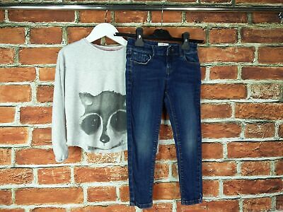 Girls Bundle Age 4-5 Years Next Racoon Sweater & Fat Face Denim Jeans Set 110Cm
