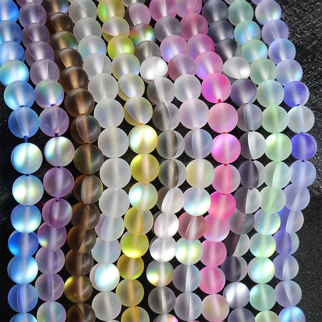 1 Strand Givré Pierre Perles Lustrant Rond pour Bricolage Bracelet 6/8/10mm