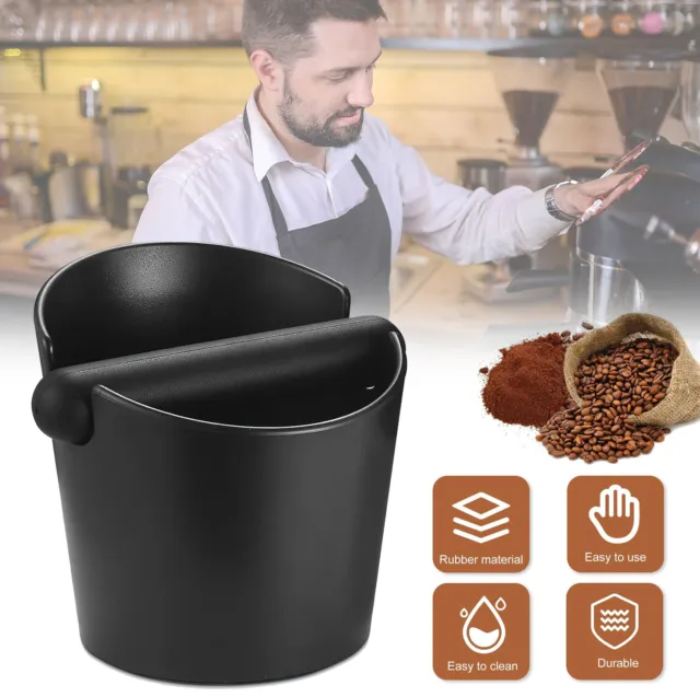 Espresso Coffee Waste Container Grinds Knock Box Tamper Tube Bin Black Bucket