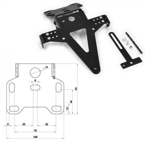 License Plate Holder Heckumbau Universal Type 4 Adjustable Tail Tidy