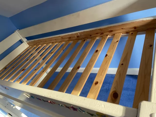 Wooden, white single cabin bed