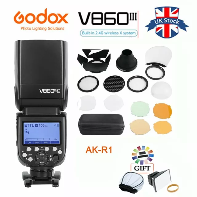 Godox V860III C TTL HSS 2.4G Speedlite Camera Flash+AK-R1 Accessories For Canon