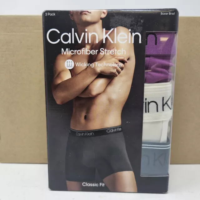 NEW Mens Calvin Klein 3-Pack Classic Fit Microfiber Stretch Comfort Boxer Briefs