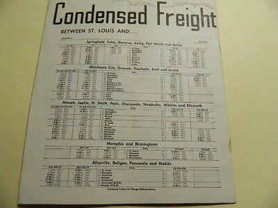 FRISCO 1953 St Louis San Francisco Railroad timetable ephemera condensed freight