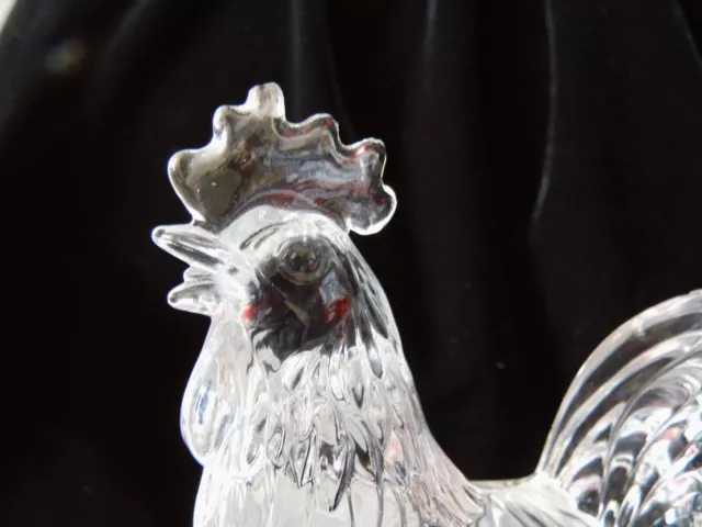 CRISTAL D'ARQUES France stolzer Hahn Bleikristall Kristall Glas Figur Sockel TOP
