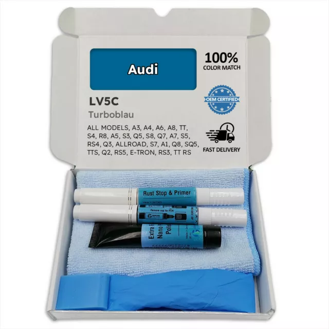 LV5C TURBOBLAU Blau Lackstift für Audi  A3 A4 A6 A8 TT S4 R8 A5 S3 Q5 S8 Q7 A7