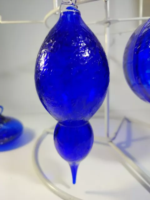 Two Beautiful Hand-Blown Art Glass Ornaments Cobalt Blue 2