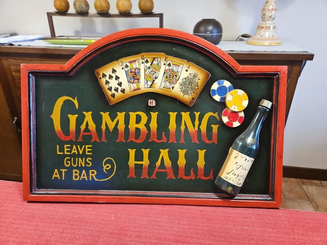 Quadro pub in legno arredo Bar - Gambling Hall