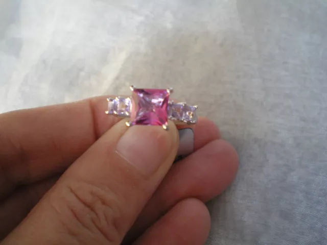 Mystic Pink Topaz ring, size L/M , 2.54 carats, 2.4 grams of 925 Sterling Silver