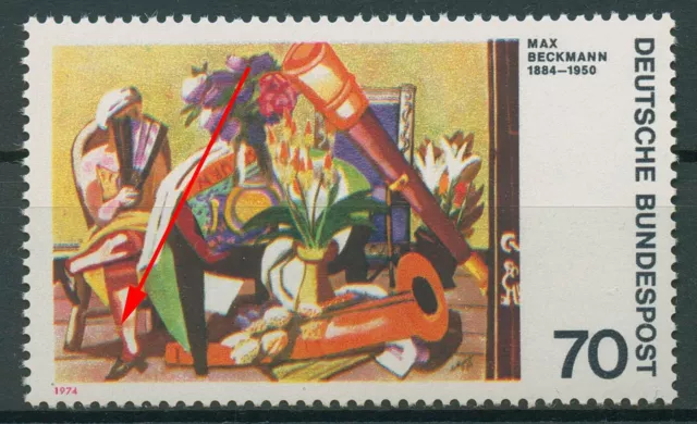 Bund 1974 Gemälde von Max Beckmann mit Plattenfehler 822 I postfrisch