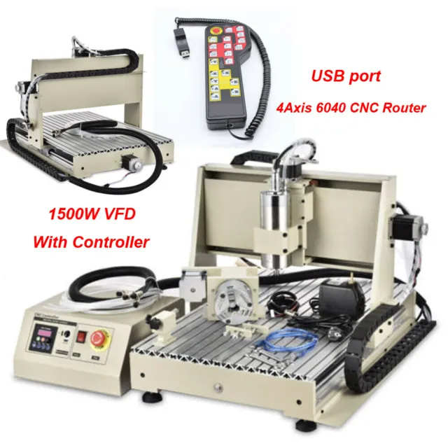 CNC6040 Router 4 Axis Engraver Woodworking Milling Machine 1.5KW+Handwheel+USB