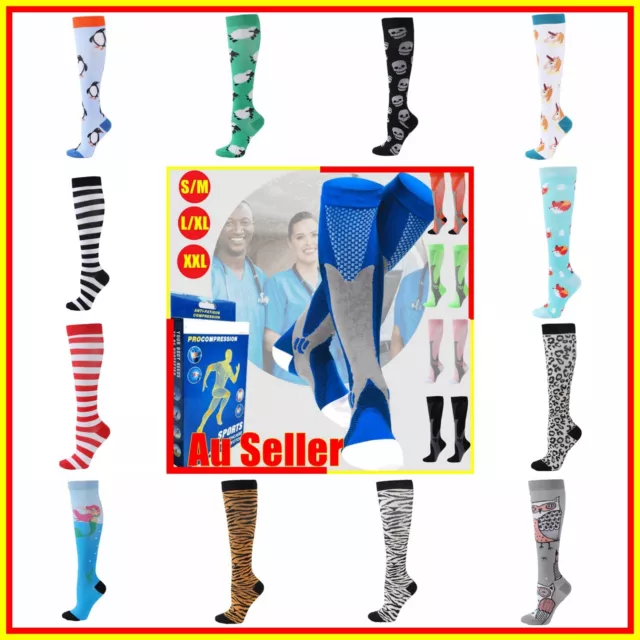 Quality Medical Compression Socks Running Sport Anti Fatigue Travel Stocking AU